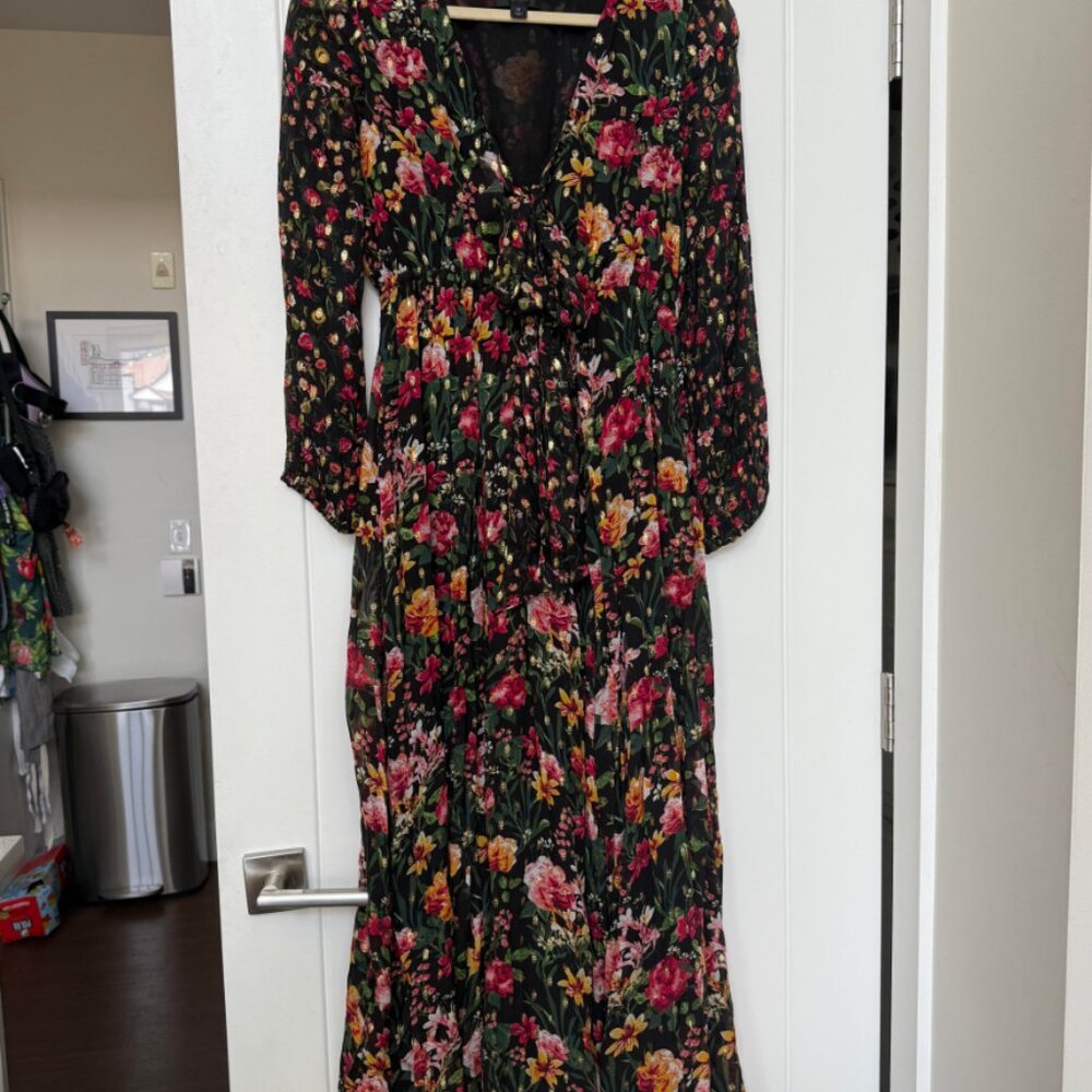 J.Crew Tie-Front Lurex Maxi In Black Mixed Print … - image 3